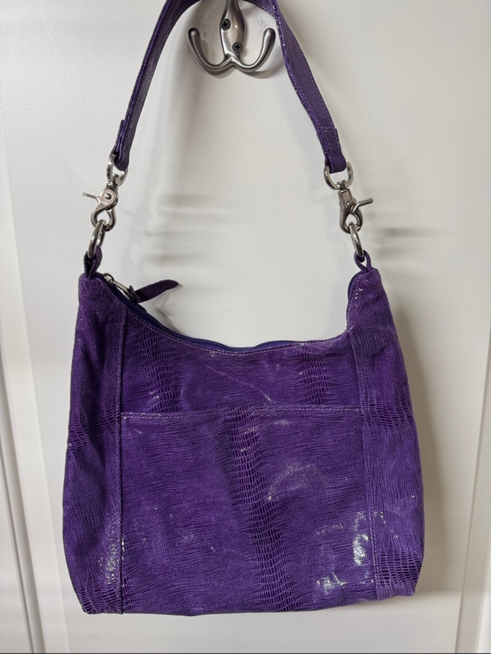 Purple Textured Shoulder Bag - Unbranded